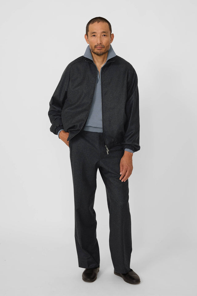 Reversible Blouson (Charcoal Wool Cashmere Flannel)