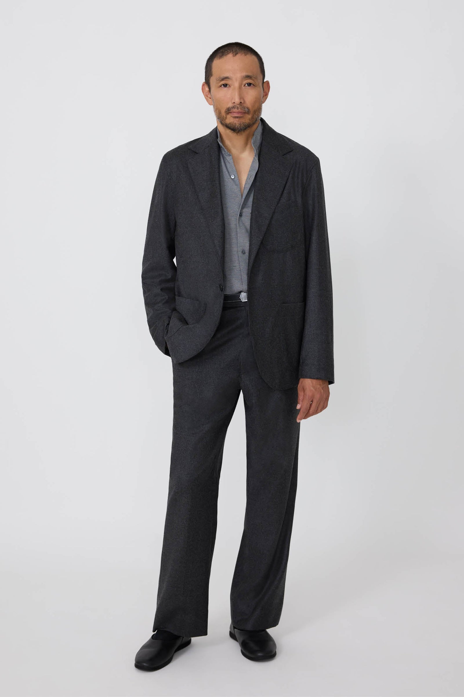 Single Breasted Shirt Jacket Wool Cashmere Flannel