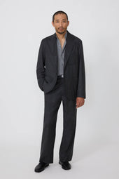 Single Breasted Shirt Jacket (Charcoal Wool Cashmere Flannel)