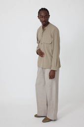 Crewneck Shirt Brushed Silk Cotton Linen