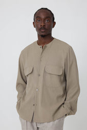Crewneck Shirt Brushed Silk Cotton Linen