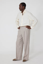 Spread Collar Shirt Cotton Silk Slub