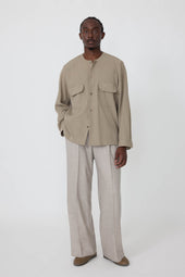 Crewneck Shirt Brushed Silk Cotton Linen