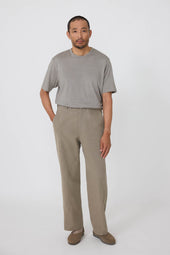 Plain Front Washable Trouser (Taupe Basketweave Cotton)