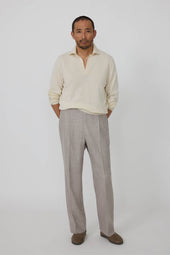 Single Pleat Trouser (Taupe Undyed Wool Flannel)