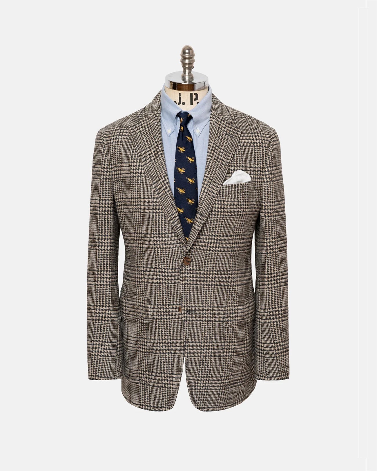 Made In Usa Cream Plaid Cheviot Tweed Sport Coat
