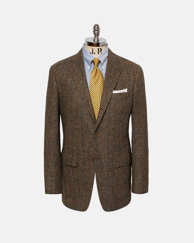 Made In Usa Herringbone Cheviot Tweed Sport Coat