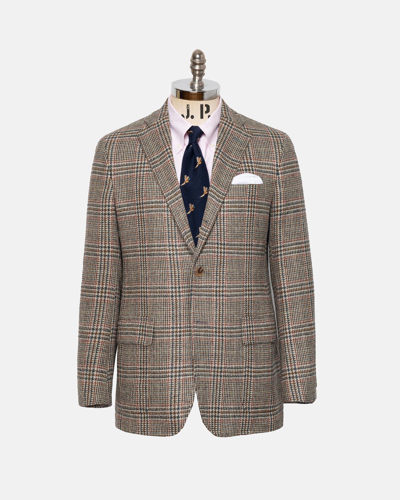 Made In Usa Magee Donegal Mist Light Brown Glen Plaid Sport Coat