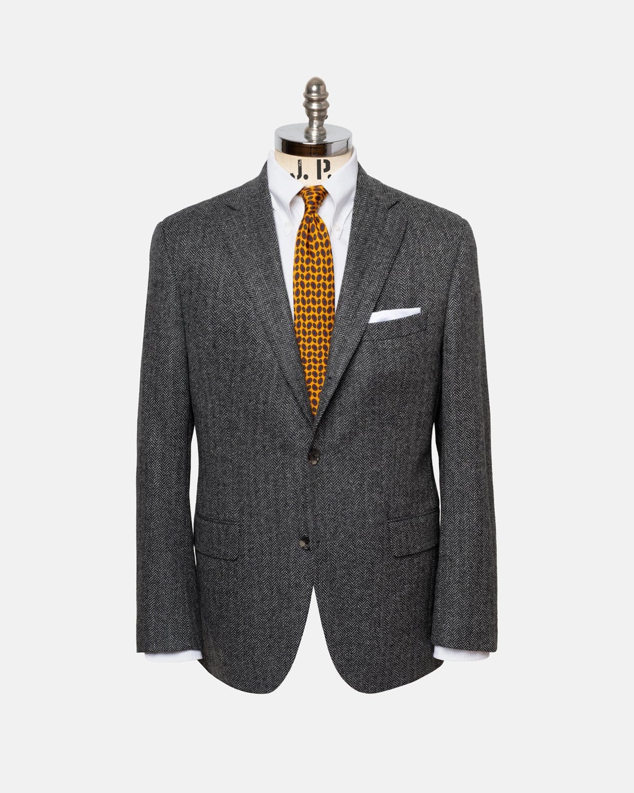 Made In Canada Grey Herringbone Wool Cashmere Sport Coat