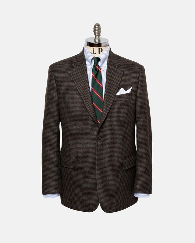 Made In Canada Grey Brown Small Check Pure Cashmere Sport Coat