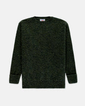Made In Scotland Dark Green Marl Shaggy Dog Sweater Classic Fit