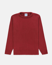 Made-in-USA Red Chunky Cotton Crewneck Sweater