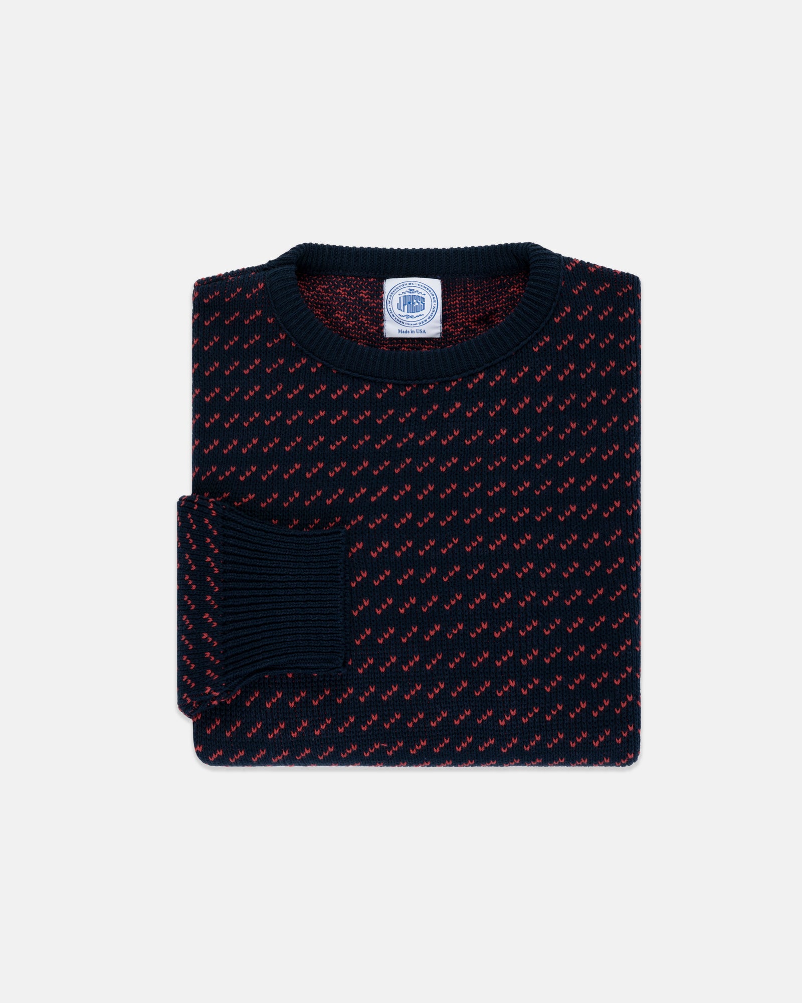 Made In Usa Red Cotton Birdseye Crewneck Sweater