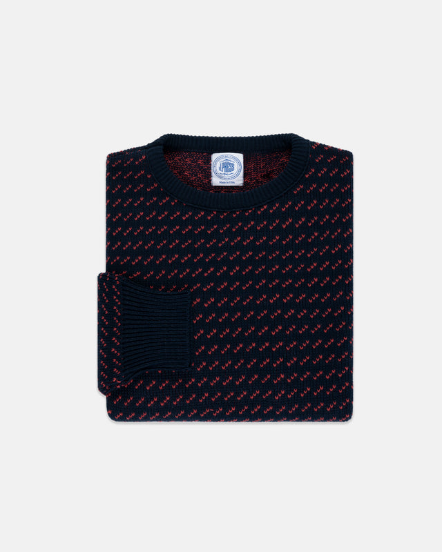 Made In Usa Red Cotton Birdseye Crewneck Sweater