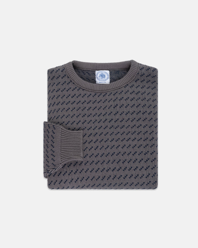Made In Usa Navy Birdseye Cotton Crewneck Sweater