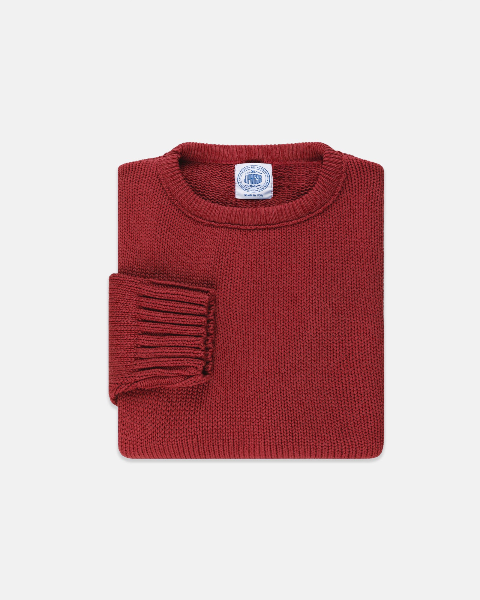 Made In Usa Red Chunky Cotton Crewneck Sweater