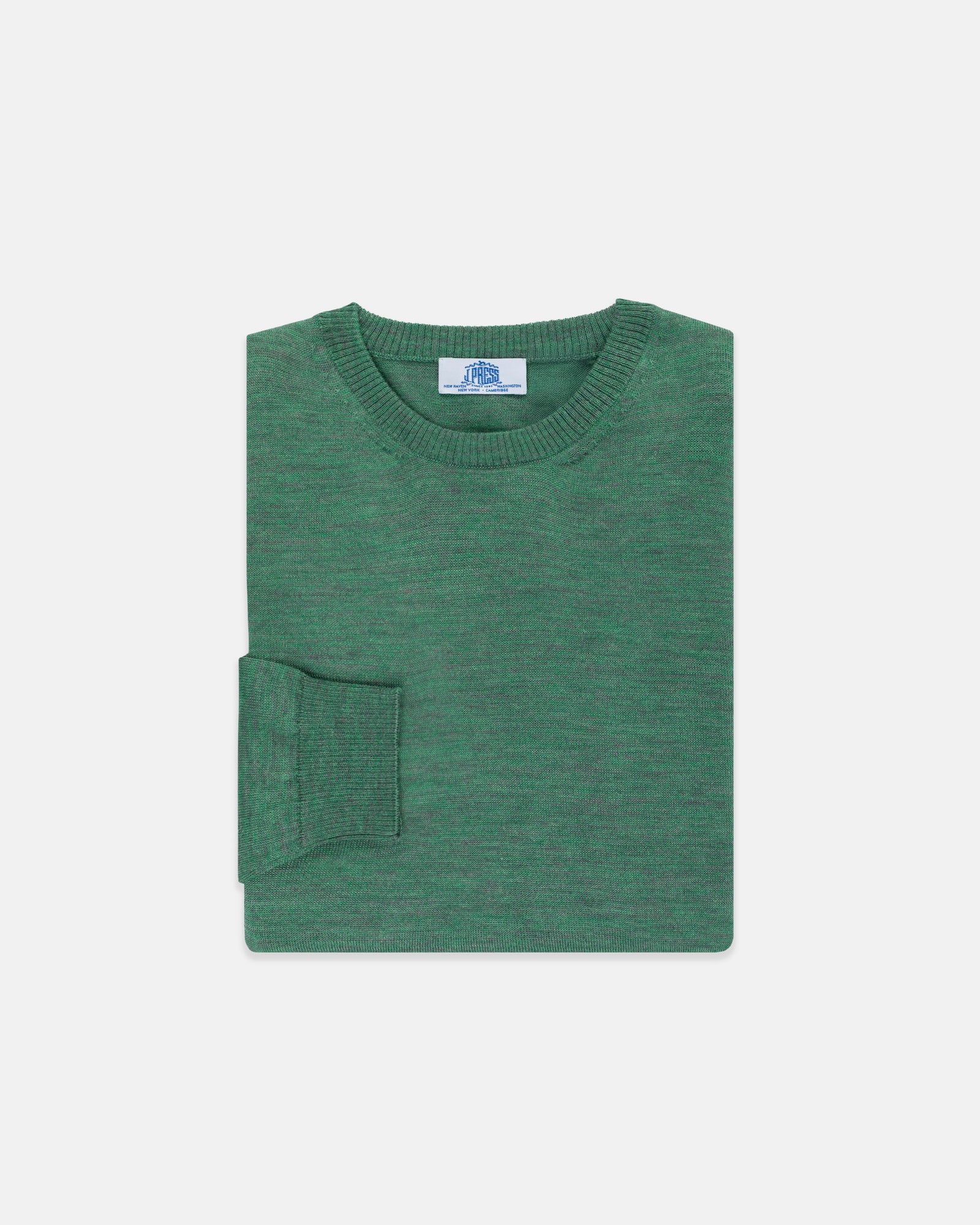 Green Alpaca Silk Crewneck Sweater Classic Fit