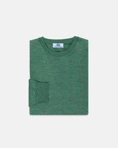 Green Alpaca Silk Crewneck Sweater Classic Fit