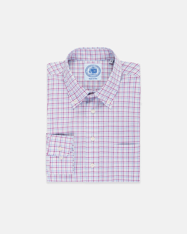 Berry Checked Button Down Sport Shirt Classic Fit