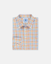 Orange Tattersall Linen Sport Shirt Classic Fit
