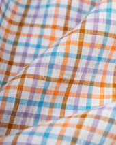 Orange Tattersall Linen Sport Shirt Classic Fit