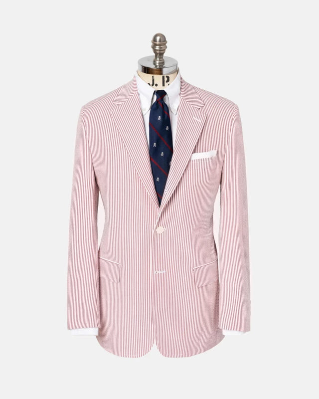 Made In Canada Red Stripe Cotton Seersucker Sport Coat