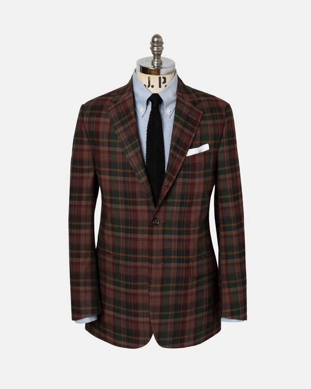 Made In Canada Burgundy Overdyed Authentic Madras Sport Coat