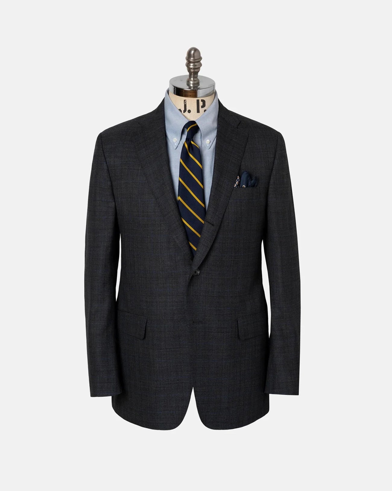 Made In Usa Blue Shadow Plaid Wool Suit