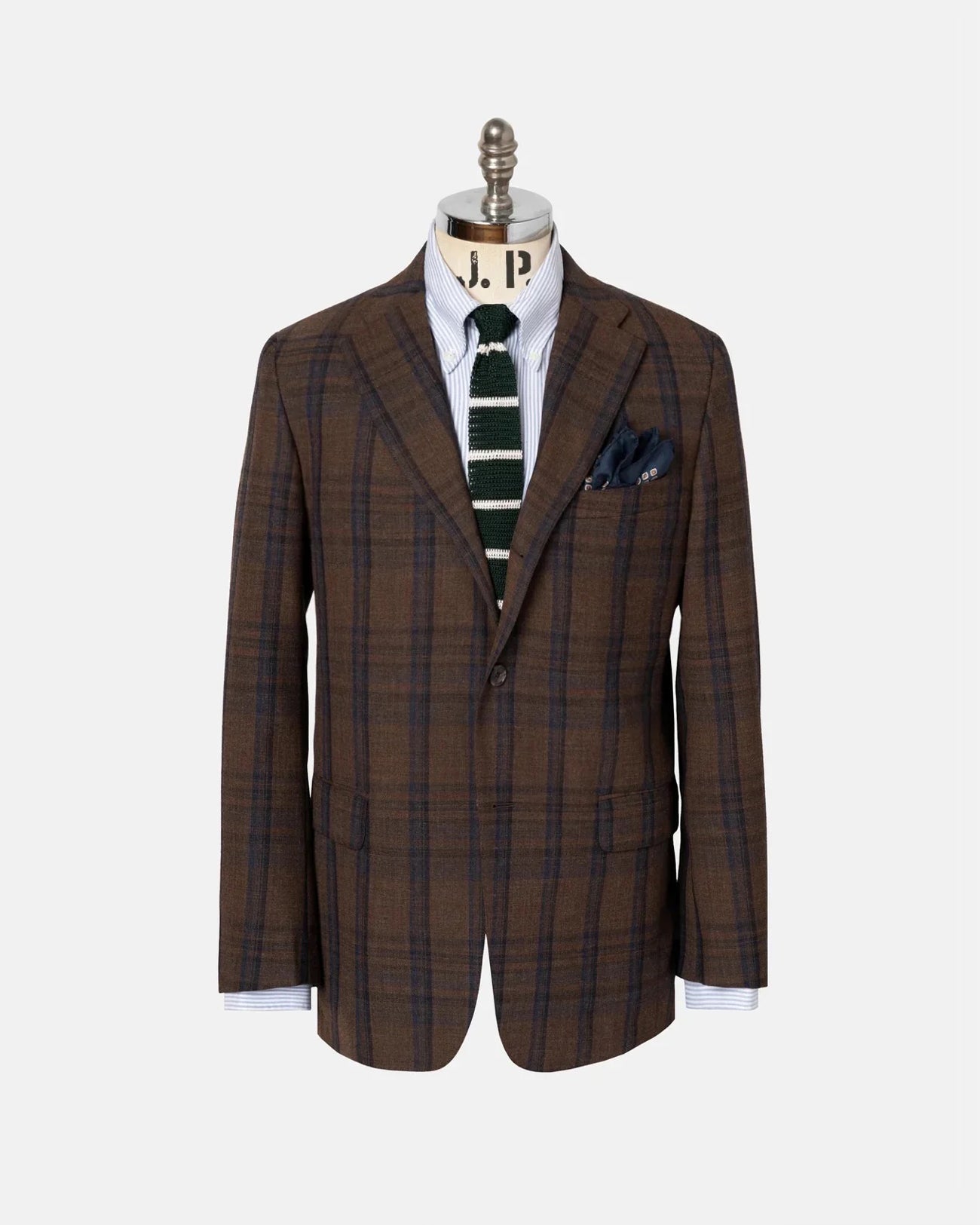 Made In Usa Navy Windowpane Fox Air Wool Sport Coat