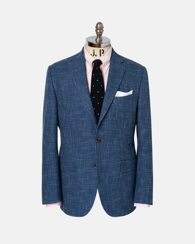 Made In Canada Medium Mini Houndstooth Wool Cotton Linen Sport Coat