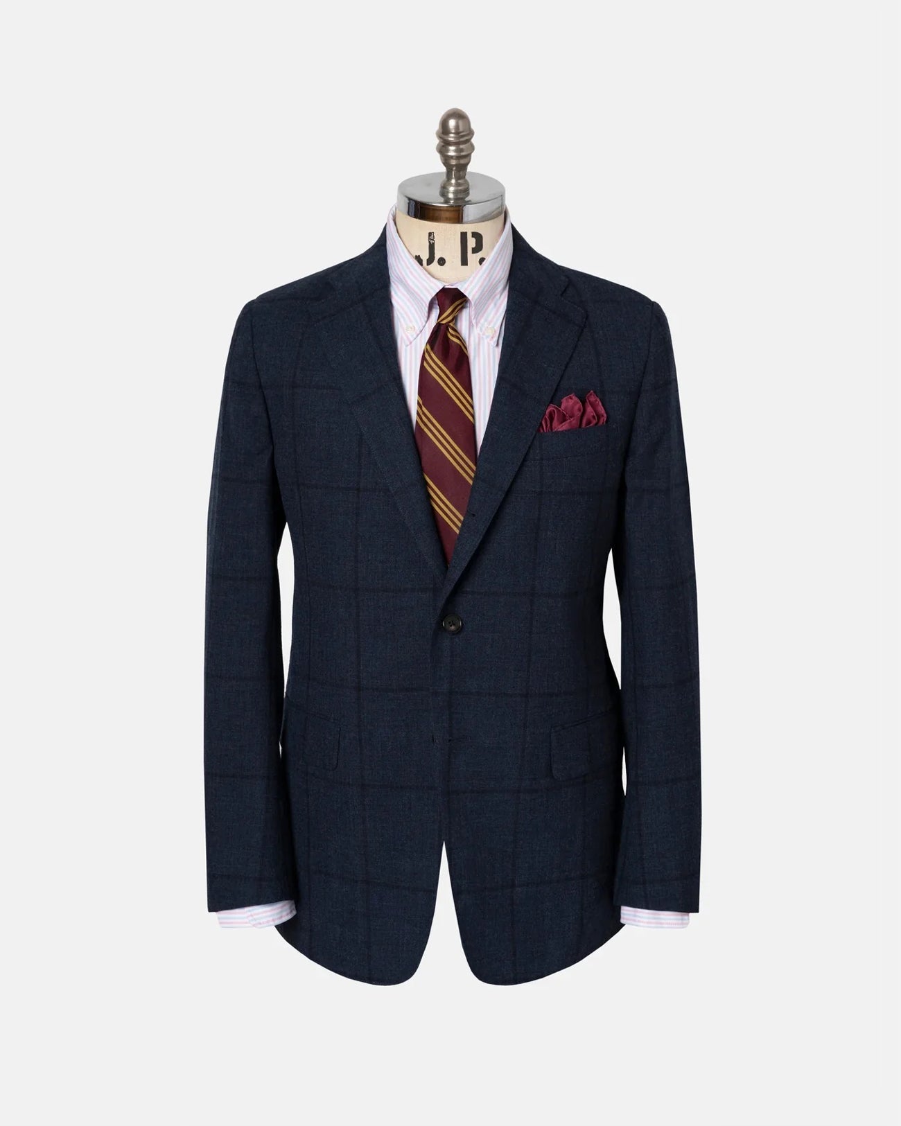 Made In Usa Grey Blue Windowpane Fox Air Wool Sport Coat
