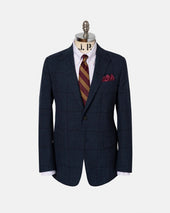 Made In Usa Grey Blue Windowpane Fox Air Wool Sport Coat