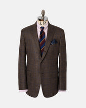 Made In Usa Grey Brown Plaid Wool Linen Sport Coat