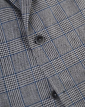 Grey Blue Glen Plaid Pure Linen Sport Coat Trim Fit
