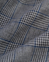 Grey Blue Glen Plaid Pure Linen Sport Coat Trim Fit