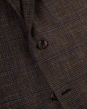 Made In Usa Grey Brown Plaid Wool Linen Sport Coat