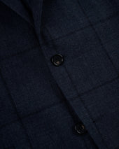Made In Usa Grey Blue Windowpane Fox Air Wool Sport Coat
