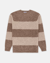 Made In Scotland Tan Shaggy Dog Block Stripe Sweater Trim Fit