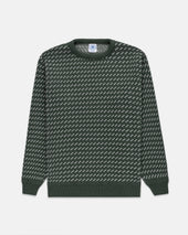 Made In Usa Spruce Green Natural Birdseye Cotton Crewneck Sweater