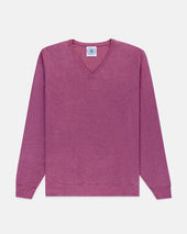 Purple Cotton Cashmere V Neck Sweater