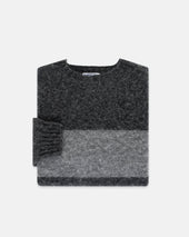 Made In Scotland Grey Black Shaggy Dog Block Stripe Sweater Trim Fit