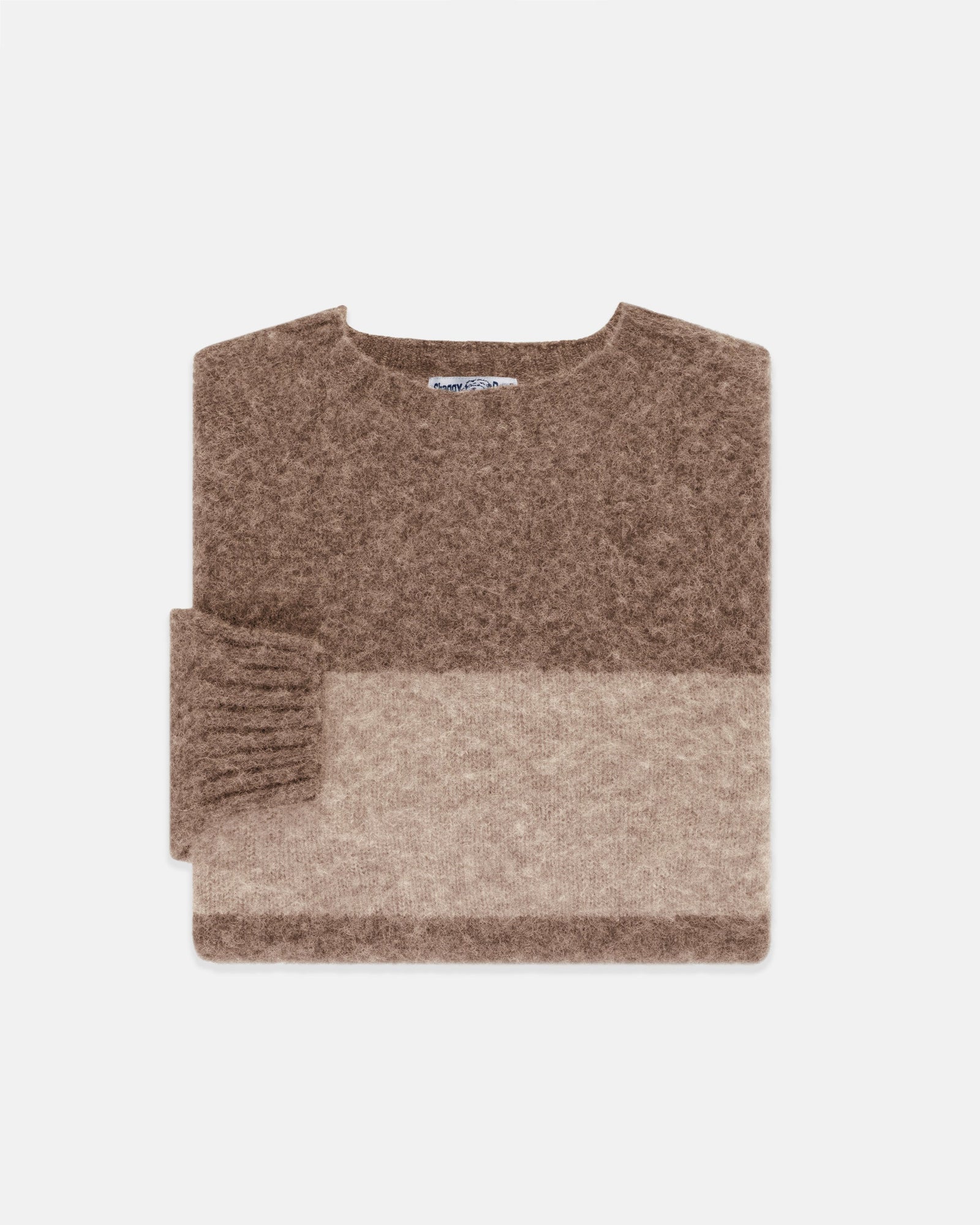 Made In Scotland Tan Shaggy Dog Block Stripe Sweater Trim Fit