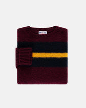 Made In Scotland Navy Gold Shaggy Dog Frame Stripe Sweater Classic Fit