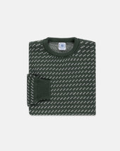 Made In Usa Spruce Green Natural Birdseye Cotton Crewneck Sweater
