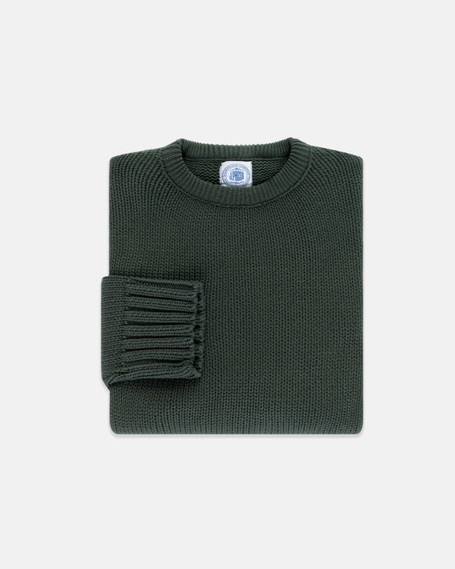 Made In Usa Spruce Chunky Cotton Crewneck Sweater