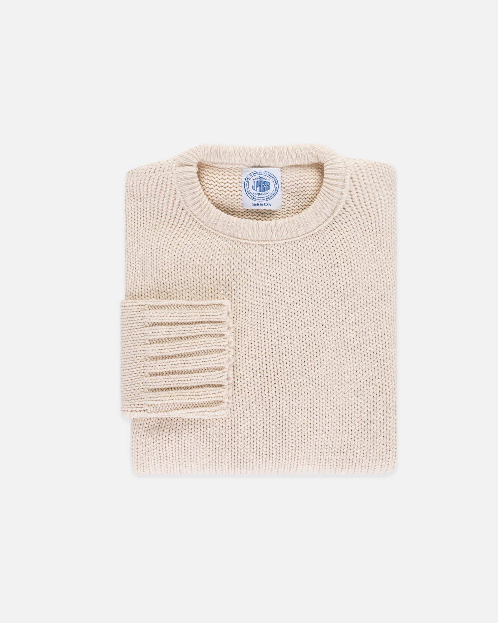 Made In Usa Natural Chunky Cotton Crewneck Sweater