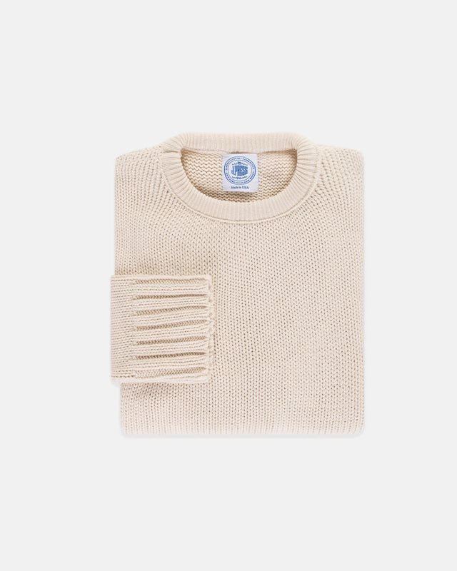 Made In Usa Natural Chunky Cotton Crewneck Sweater