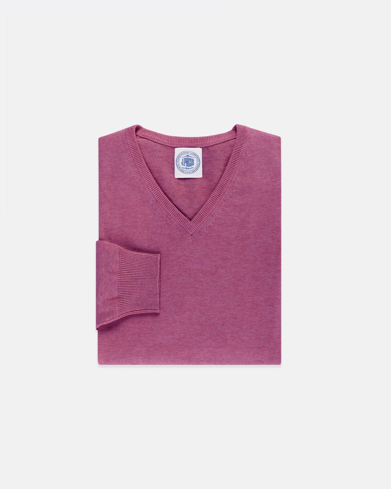 Purple Cotton Cashmere V Neck Sweater
