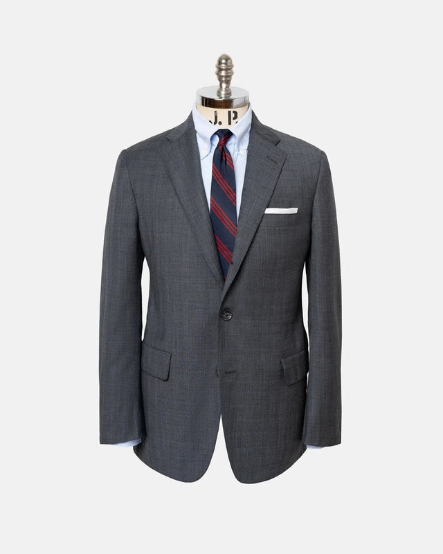 Made In Usa Medium Grey Shadow Plaid Super 12os Wool Suit