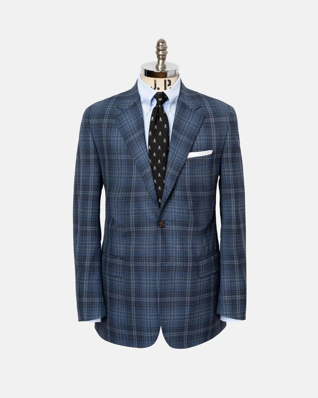 Made In Canada Medium Grey Plaid Wool Sport Coat